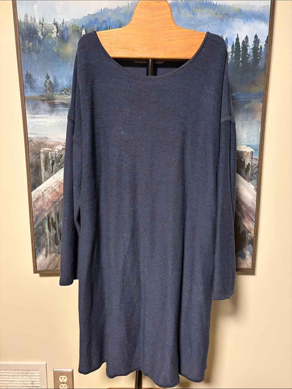Athleta Navy Scoop Neck Long Sleeve Sweater Dress